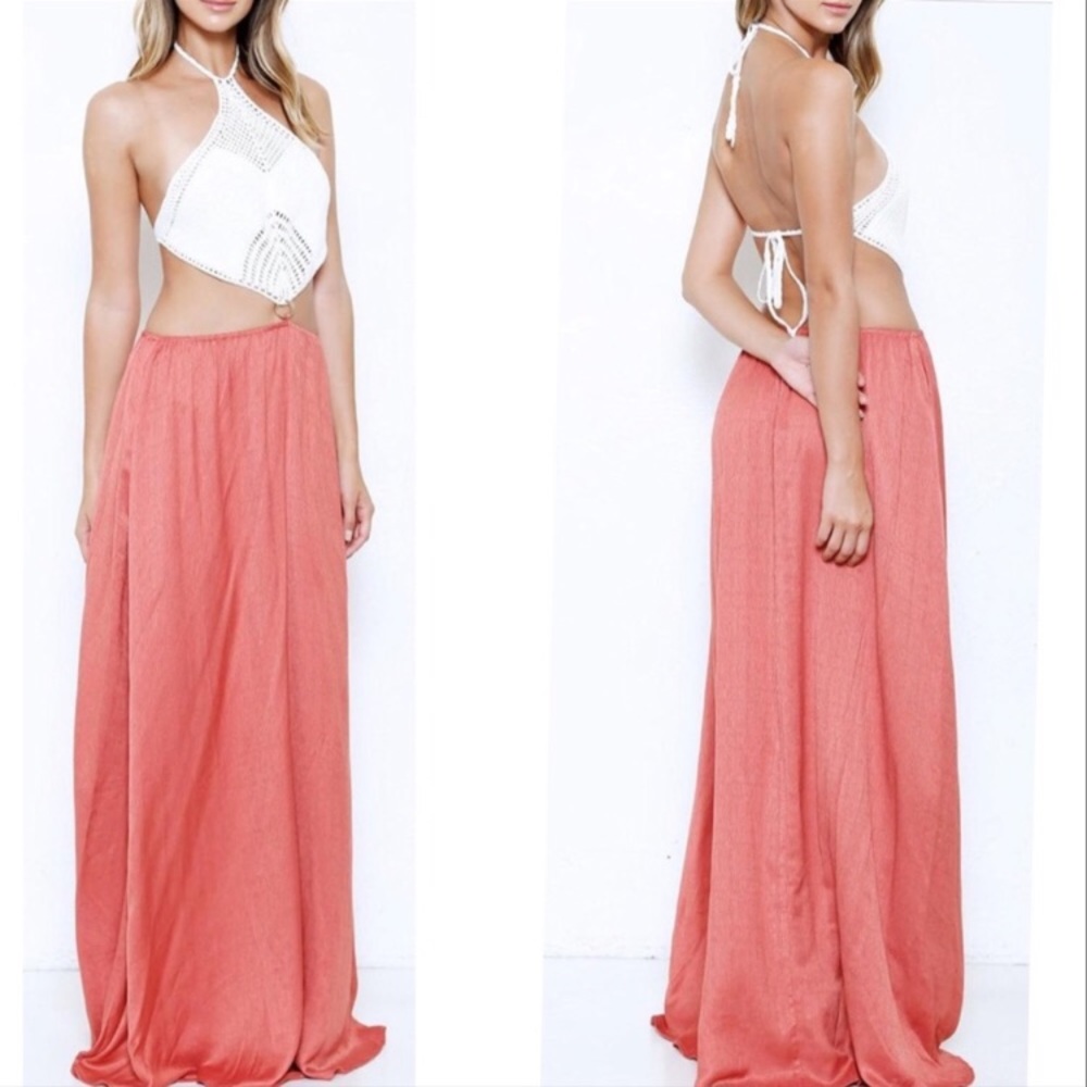L’Atiste Crochet Colorblock Maxi Dress